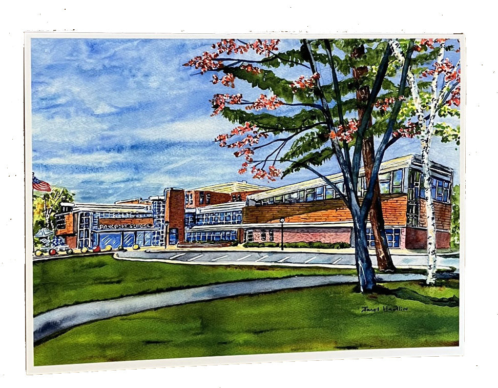 Bancroft Elementary School Watercolor Print Card Andover Collection