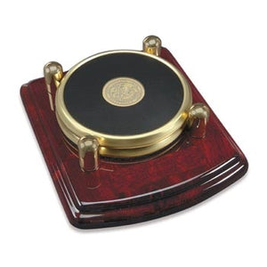 Gold Tone Coaster Set of 2 Rosewood Base