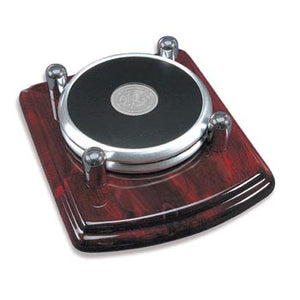 Silver Tone Coaster Set of 2 Rosewood Base