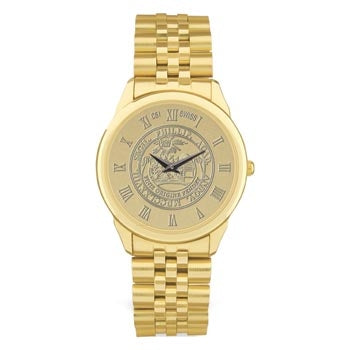 Mens Gold Tone Plated Medallion Wristwatch