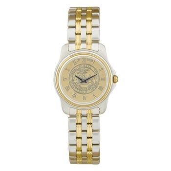Ladies Two-Tone Medallion Wristwatch Gold Face