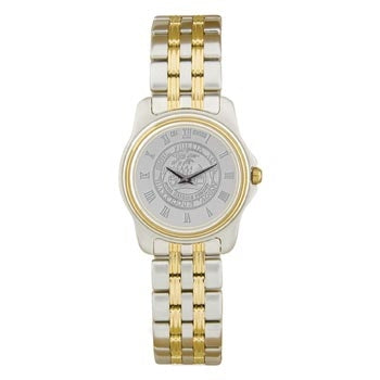Ladies Two-Tone Medallion Wristwatch Silver Face