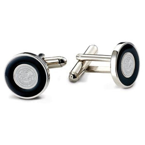 Silver Tone and Black Enamel Cufflinks